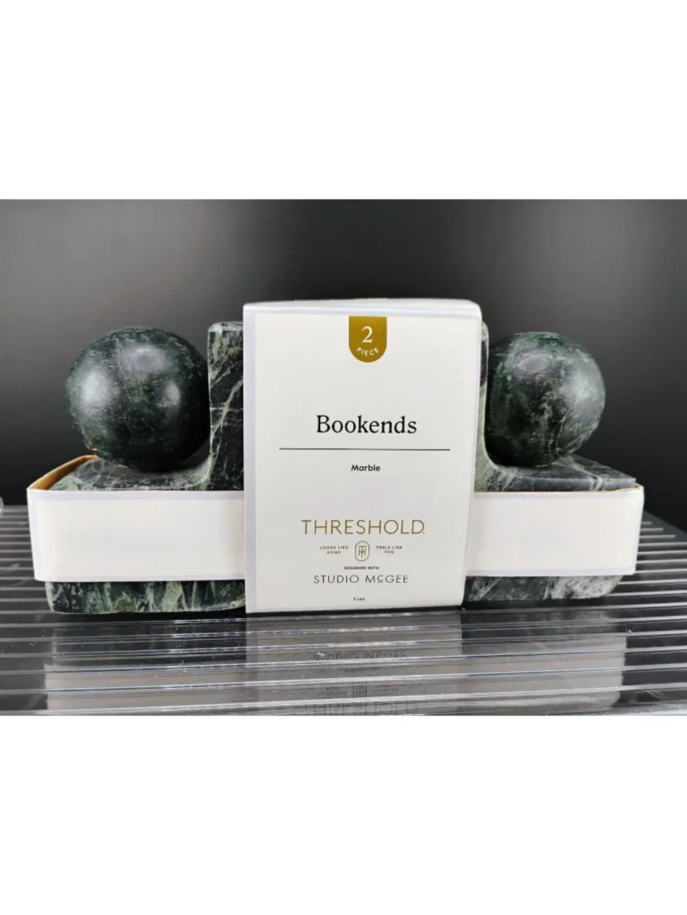 Threshold Studio McGee Marble Bookends 2-Piece Green Set